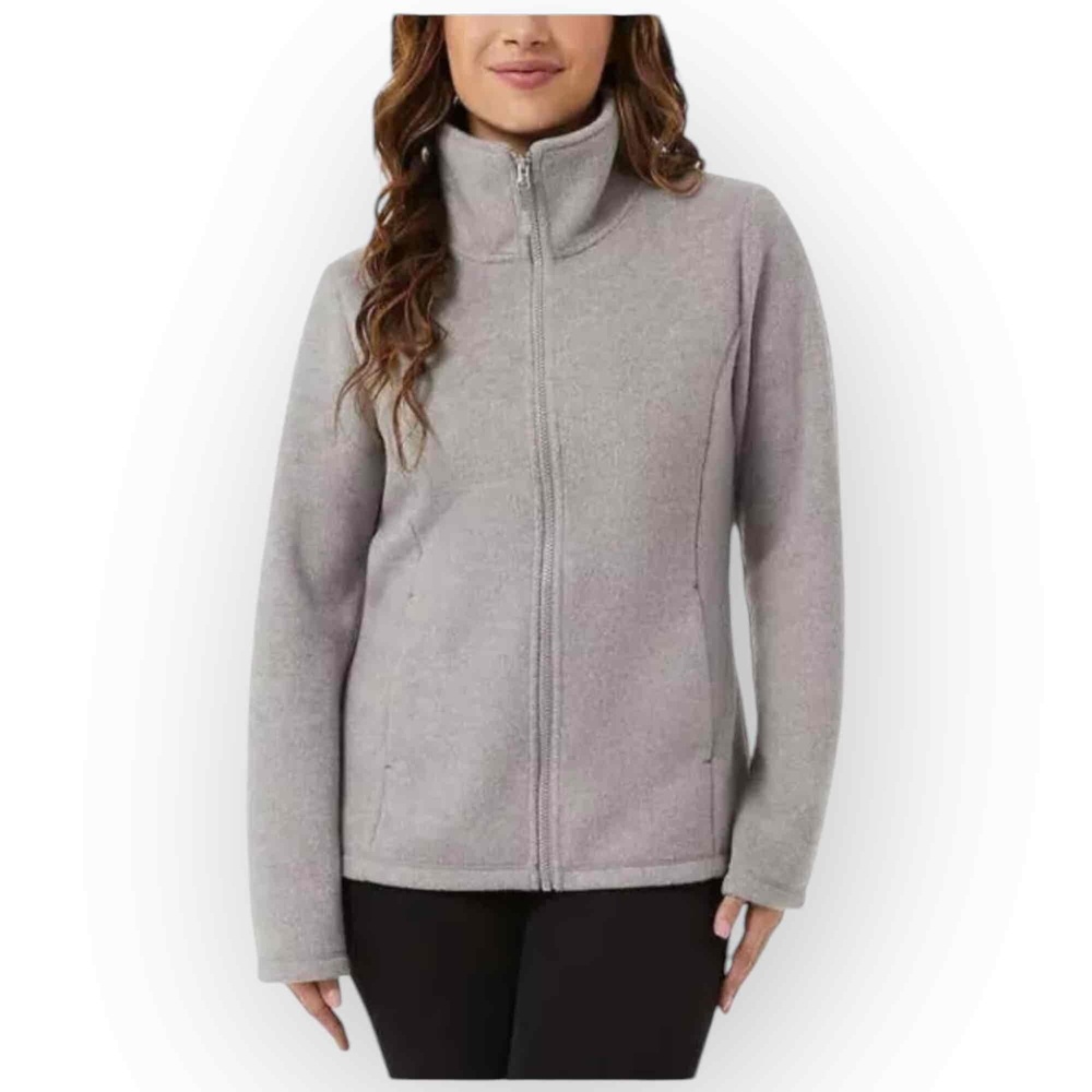 32 Degrees Heat Women Light Gray Brushed Faux-Wool Full Zip Jacket XXL Plus W31